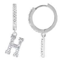 Troli Kruhová ocelová single náušnice "H" se zirkony