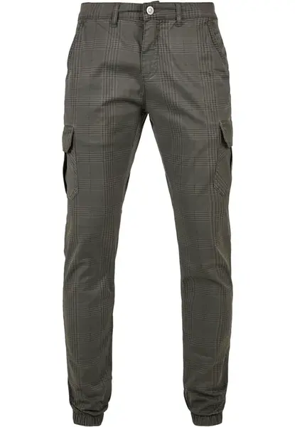 AOP Glencheck Cargo Jog Pants Dark Grey