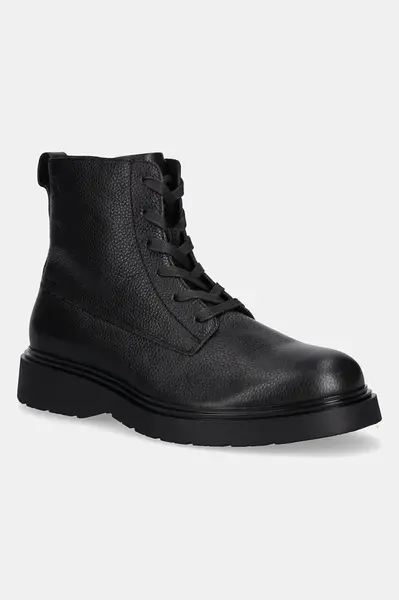 Kožená obuv Calvin Klein COMBAT ESS LACE UP ZIP BOOT LTH