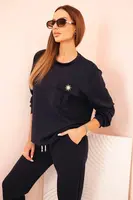 Kesi Włoski Komplet dámský máslový mikina a kalhoty s gumou granátový