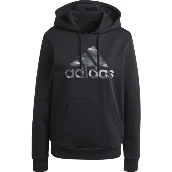 adidas CAMO GRAPHIC HOODIE Dámska mikina, čierna, veľkosť