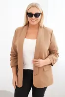 Kesi Włoski Dámska sako Plus Size bez zapínania s podšívkou XL/2XL kamelová