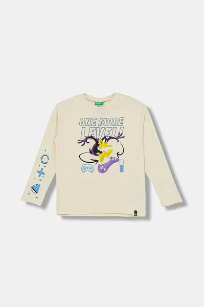 Dětské bavlněné tričko s dlouhým rukávem United Colors of Benetton