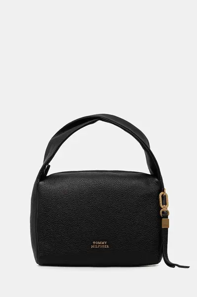 Kožená kabelka Tommy Hilfiger černá barva, AW0AW18150