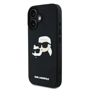 Zadní kryt Karl Lagerfeld 3D Rubber Double Heads pro Apple iPhone 16, černá