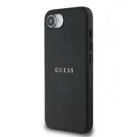 Zadní kryt Guess PU Grained Classic Logo MagSafe pro Apple iPhone 16e / 17e, černá