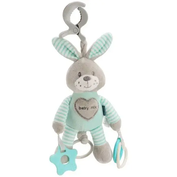 BABY MIX KRÁLIK Plyšová hračka s vibráciou, sivá, veľkosť