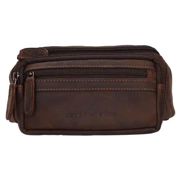 Pánska kožená ľadvinka Greenwood Bent - tmavo hnedá