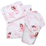 Baby Nellys Sada pro panenku 3D,zavinovačka,peřinka,polštářek, Víla,růžová