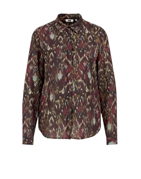 WE Fashion Blúzka  svetlomodrá / žltá / vínovo červená / tmavočervená