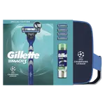 GILLETTE Mach3 Charcoal UEFA Champions League Special Edition, dárková sada - Pánský strojek, gel na holení + taška