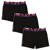 Styx 3PACK pánské boxerky sportovní guma černé trikolóra (3G1960) XL