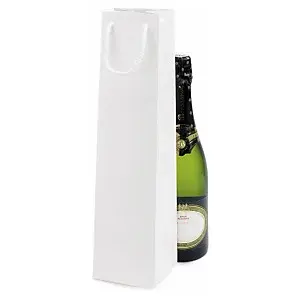 25 x Dárková taška na láhve z lakovaného papíru 100x100x400mm, bílá