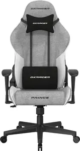 Herná stolička DXRacer PRINCE sivo-biela, látková