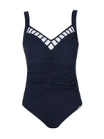 SUNFLAIR Jednodielne plavky  tmavomodrá / biela