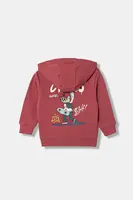Dětská mikina United Colors of Benetton červená barva, s kapucí, s potiskem, 3J73G5046