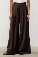 Kalhoty Answear.LAB dámské, hnědá barva, široké, high waist