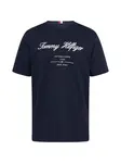 TOMMY HILFIGER Tričko 'Textured Logo'  tmavomodrá / červená / biela