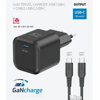 Swissten síťový adaptér /GaN/USB-C/35W/Power Delivery/ + datový kabel USB-C/USB-C/ černá