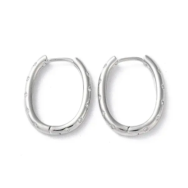 Brass Micro Pave Cubic Zirconia Hoop Earrings