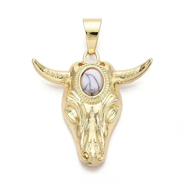 Brass and Synthetic Turquoise Pendants