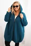 Kesi Dámská mikina Plus Size zateplená s kapucí a zipem mořská