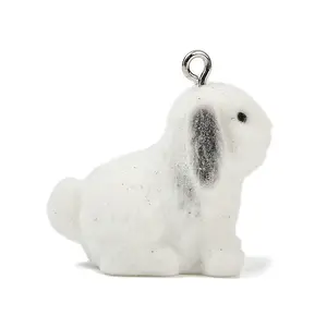 Animal Theme Flocky Opaque Resin Pendants