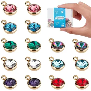 16Pcs 8 Colors Ion Plating(IP) 304 Stainless Steel with K9 Glass