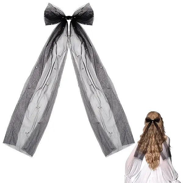 Long Bowknot Polyester Alligaor Hair Clips