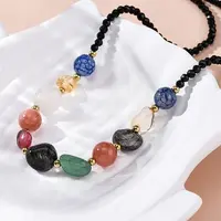 304 Stainless Steel Natural Gemstone Beaded Necklaces