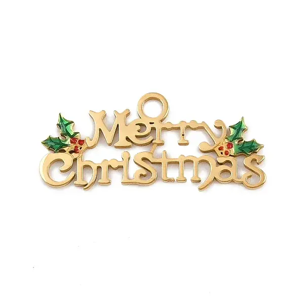 304 Stainless Steel Enamel Christmas Theme Charms