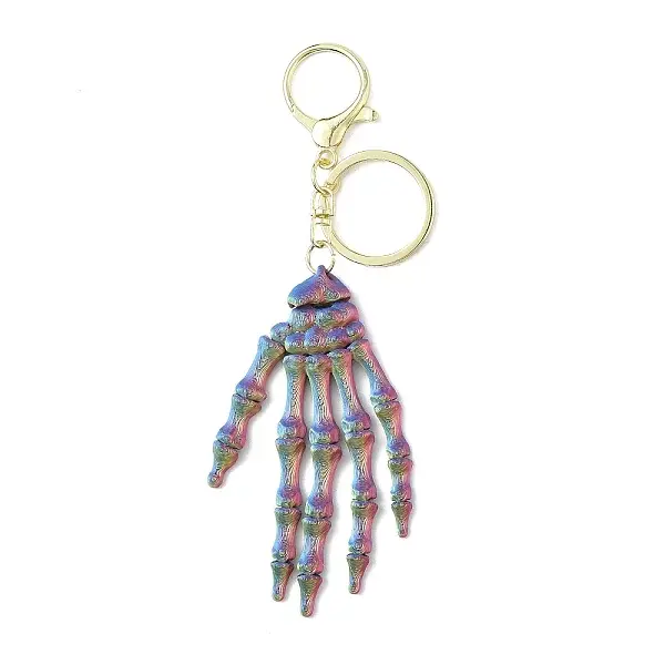 Halloween Plastic Skeleton Hand Pendant Keychain