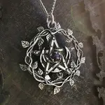 Alloy & Purple Resin Wicca Pentacle Pendant Necklaces for Women
