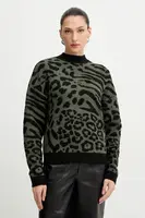 Svetr Morgan dámský, zelená barva, s pologolfem, MFELIXA