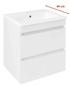 Sapho Ezara - Umývadlová skrinka, 48x39x54 cm, 2 zásuvky, lesklá biela EZ492-3030