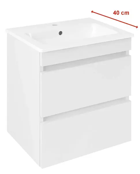 Sapho Ezara - Umývadlová skrinka, 48x39x54 cm, 2 zásuvky, lesklá biela EZ492-3030