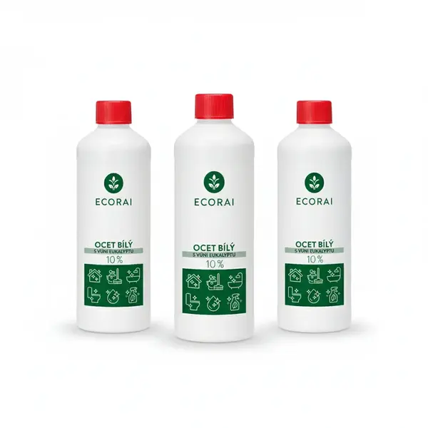 Ecorai Ocet bílý 10 % s vůní eukalyptu 3 x 1 l výhodné balení