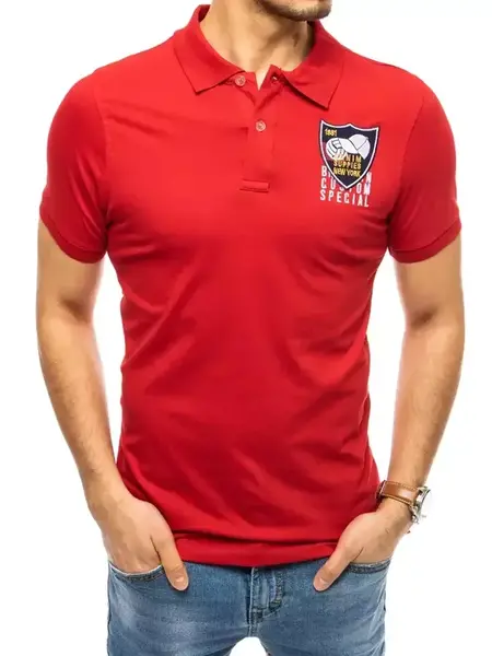 Polo tričko s výšivkou červené Dstreet