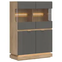 Vitrína Nízka Milton Ml04 Dub Crem Torro Sivá