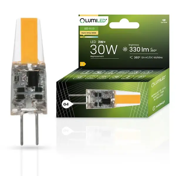 Žiarovka LED 3W 3000K 830 G4 330lm COB 12V LUMILED