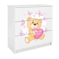 Detská komoda Babydreams biela – Medveď s motýľmi