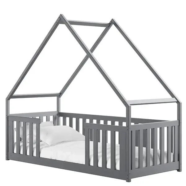 Posteľ Domček Bee 90x200 sivá