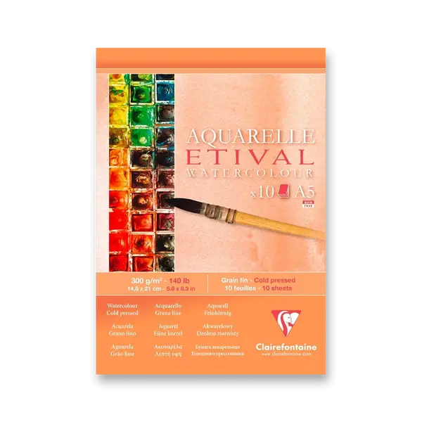 Akvarelový blok Clairefontaine Etival Cold Pressed - A5, 10 listů, 300 g