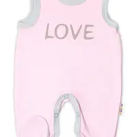 Baby Nellys Kojenecké bavlněné dupačky  Love - růžové vel.  74