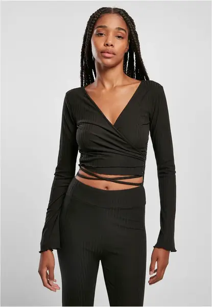 Women's Long Sleeve Cropped Rib Wrapped