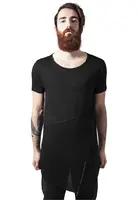 Black T-shirt with a long front zipper with an open edge