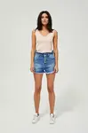 High-waisted denim shorts