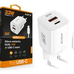 Rychlá nabíječka Aligator GaN, PD 33W, USB-C/USB-C kabel, bílá