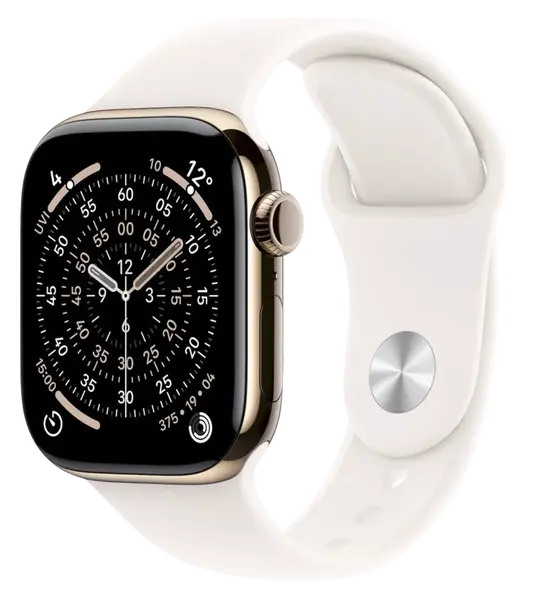 APPLE Watch 11 GPS + Cellular 42mm zlatý titán - svetlo rumený športový remienok - M/L