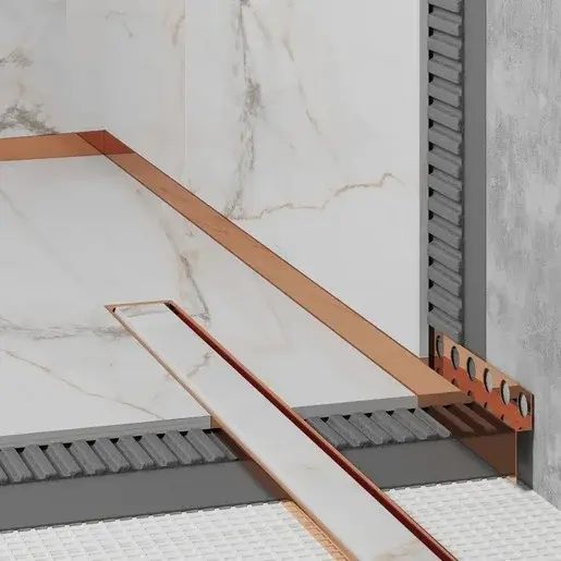 Spádový profil Eviso bronze lesk, nerez PVD, dĺžka 130 cm, výška hrany 30 mm, LCBR0101